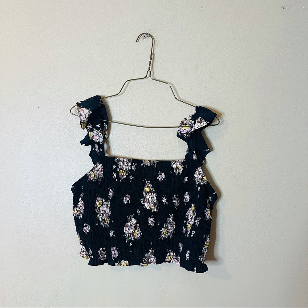 NWT Black Floral Crop Top